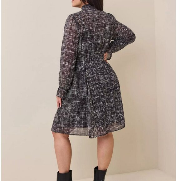 Torrid plaid Mini Chiffon Mock Neck Dress sz 2 - Picture 2 of 5